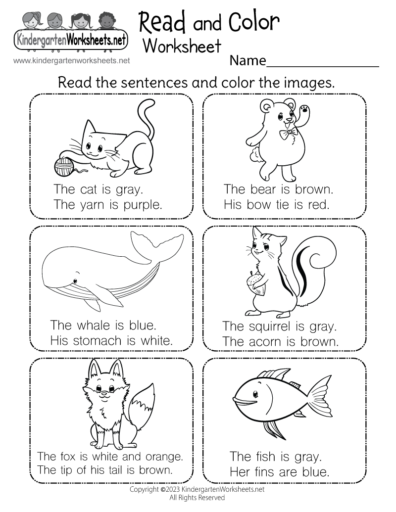 Reading Kindergarten Worksheets Printable