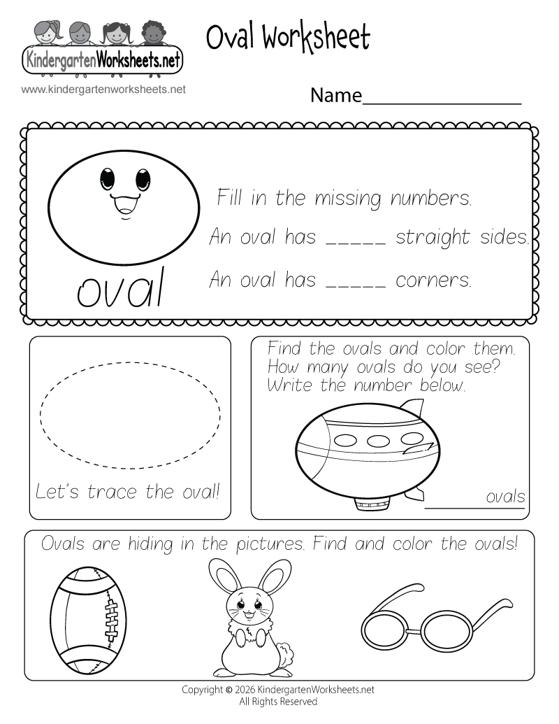 Kindergarten Oval Worksheet Printable