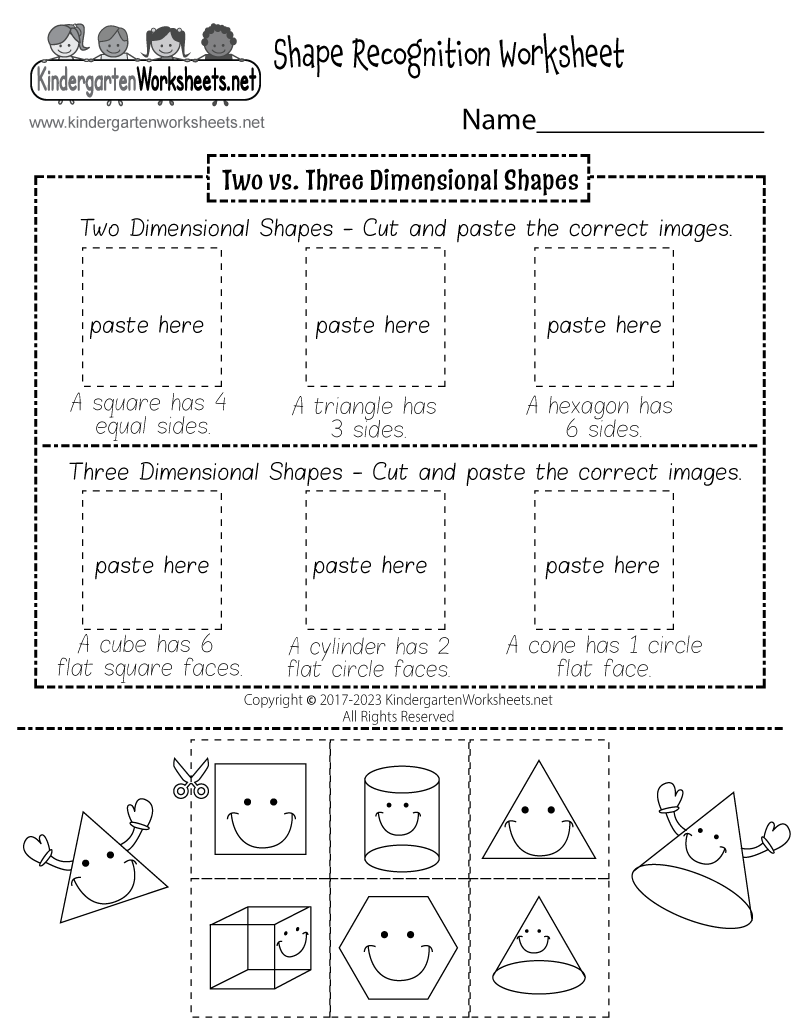 Kindergarten Shape Recognition Worksheet Printable