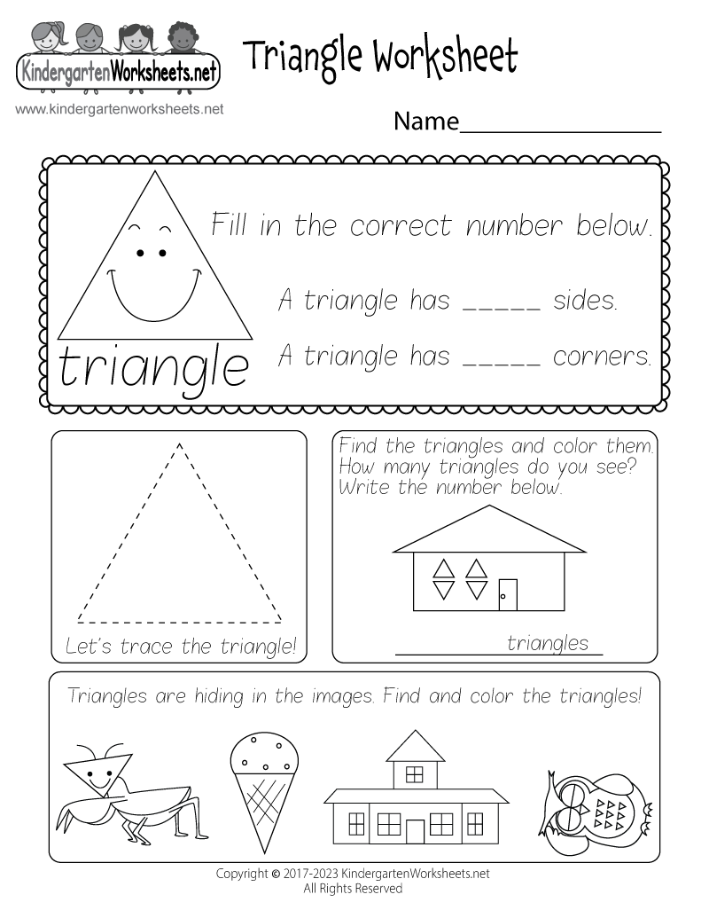 Free Triangle shape activity worksheets for school children