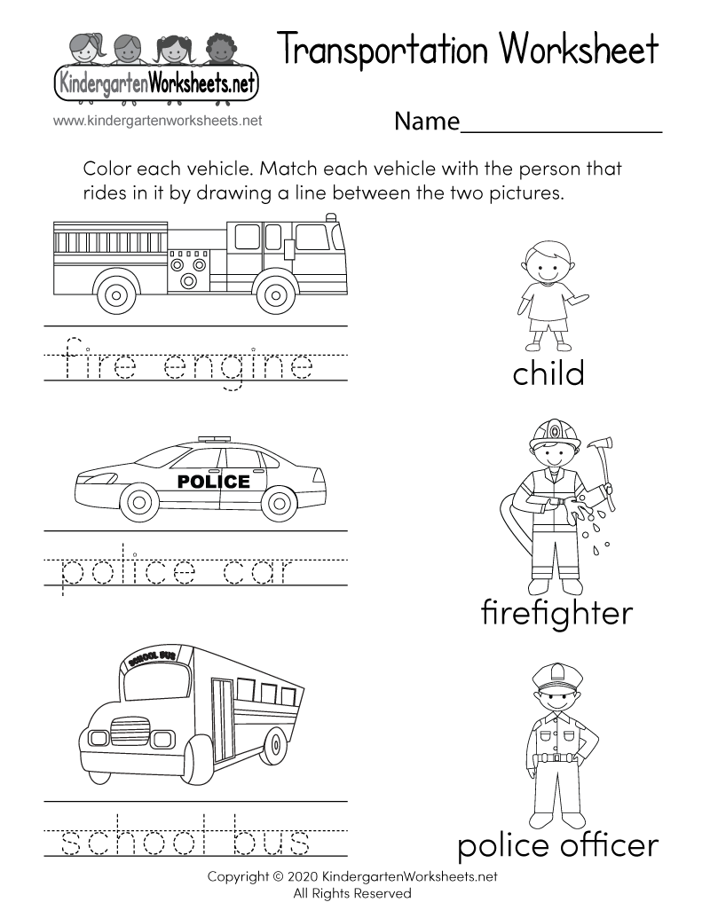 Free Printable Transportation Worksheets For Kindergarten