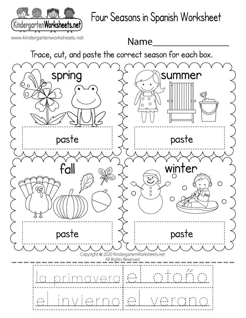 Four Seasons In Spanish Worksheet Free Printable Digital PDF