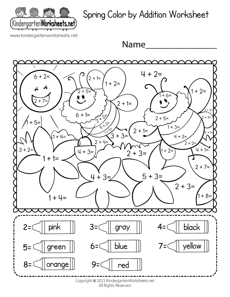 Download Free Printable Spring Color by Addition Worksheet for ...