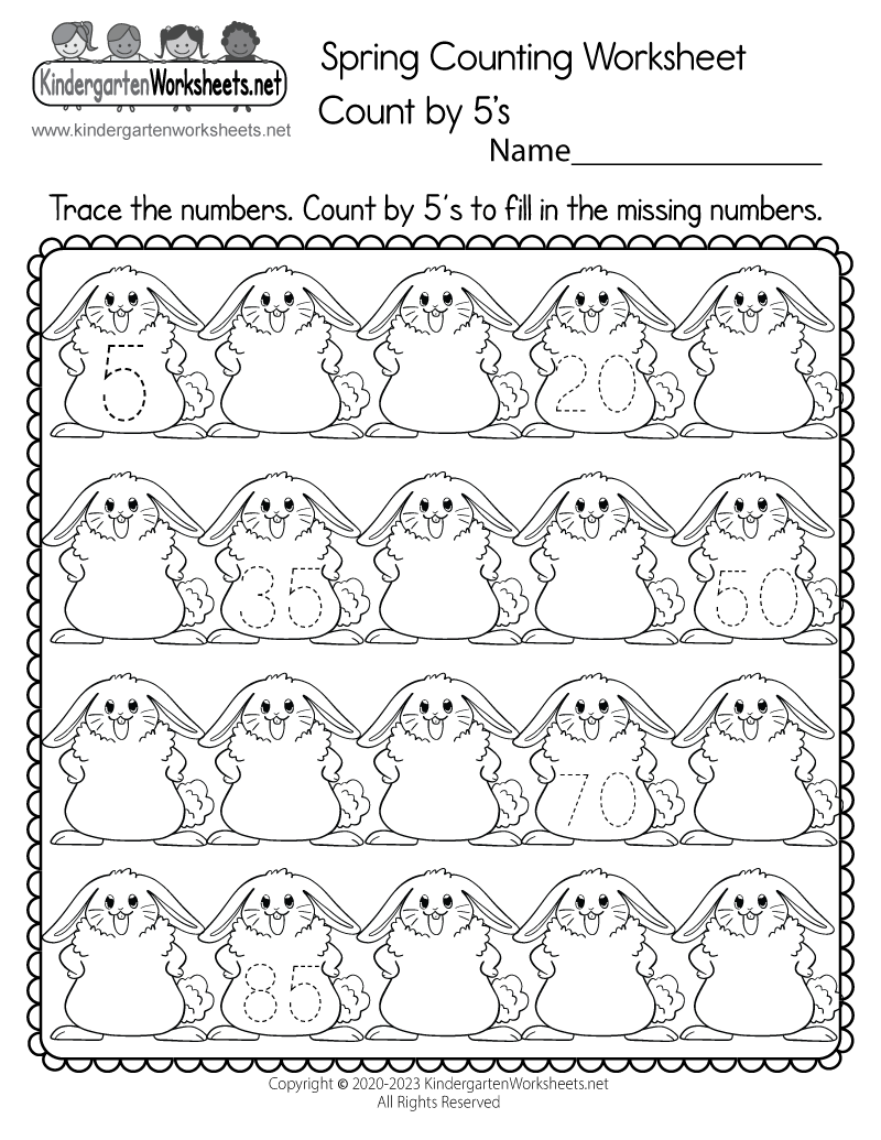 Spring Counting Worksheet for Kindergarten - Skip Counting by 11s Regarding Counting By 5s Worksheet