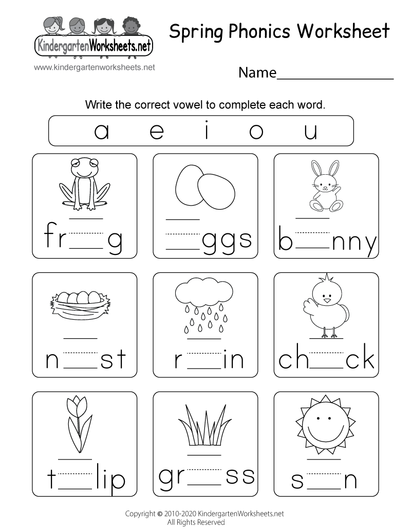 phonics worksheets kindergarten free