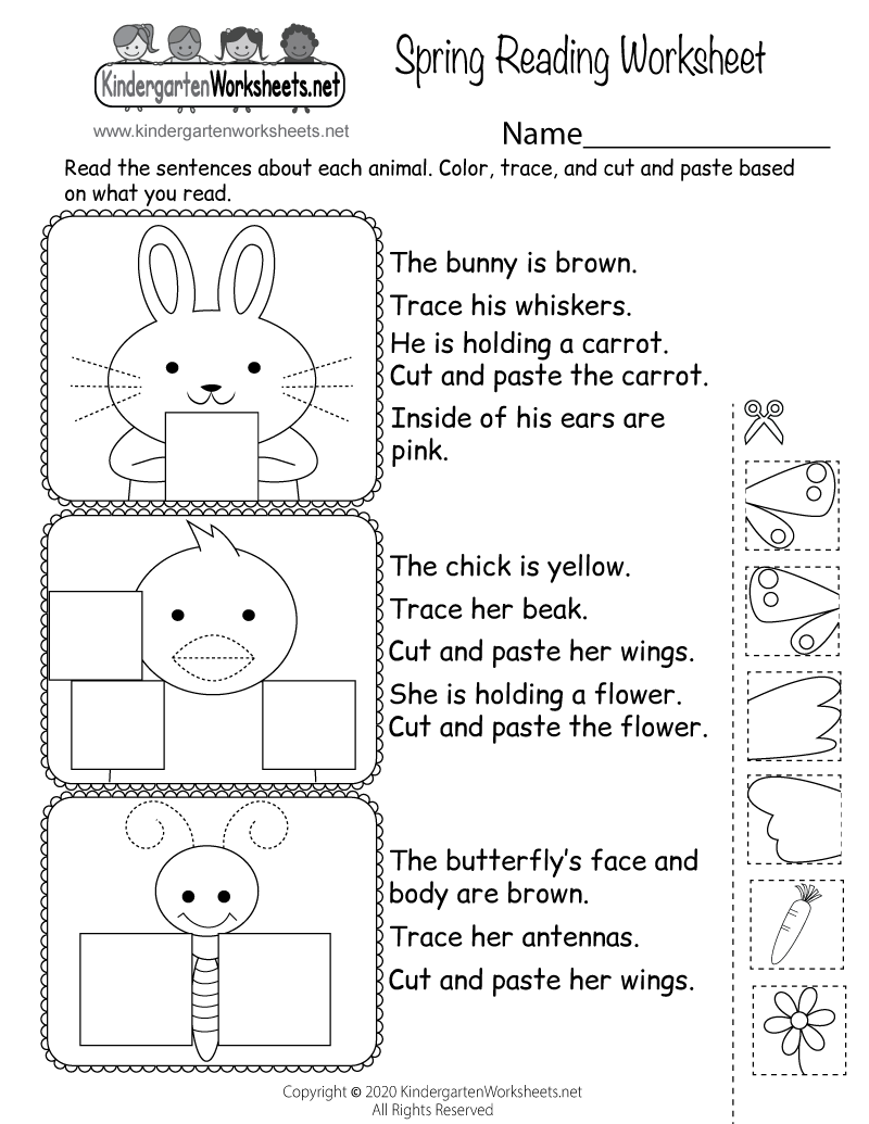 Printable Kindergarten Reading Worksheet Free English Worksheet For