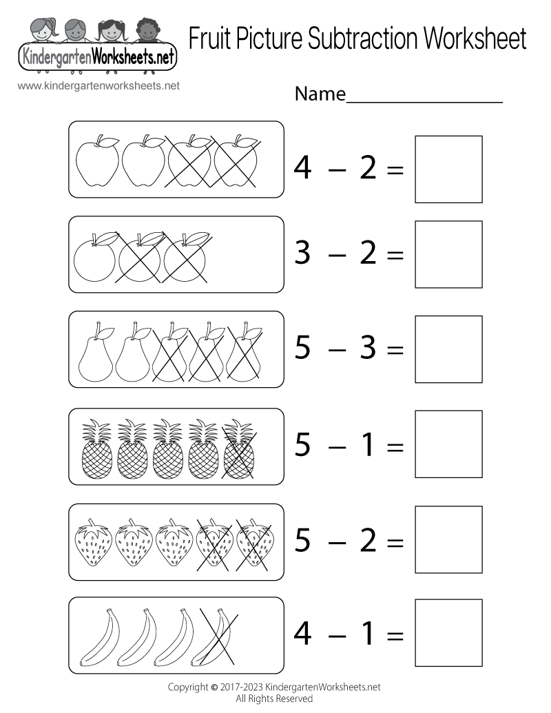 math subtraction worksheet free kindergarten math