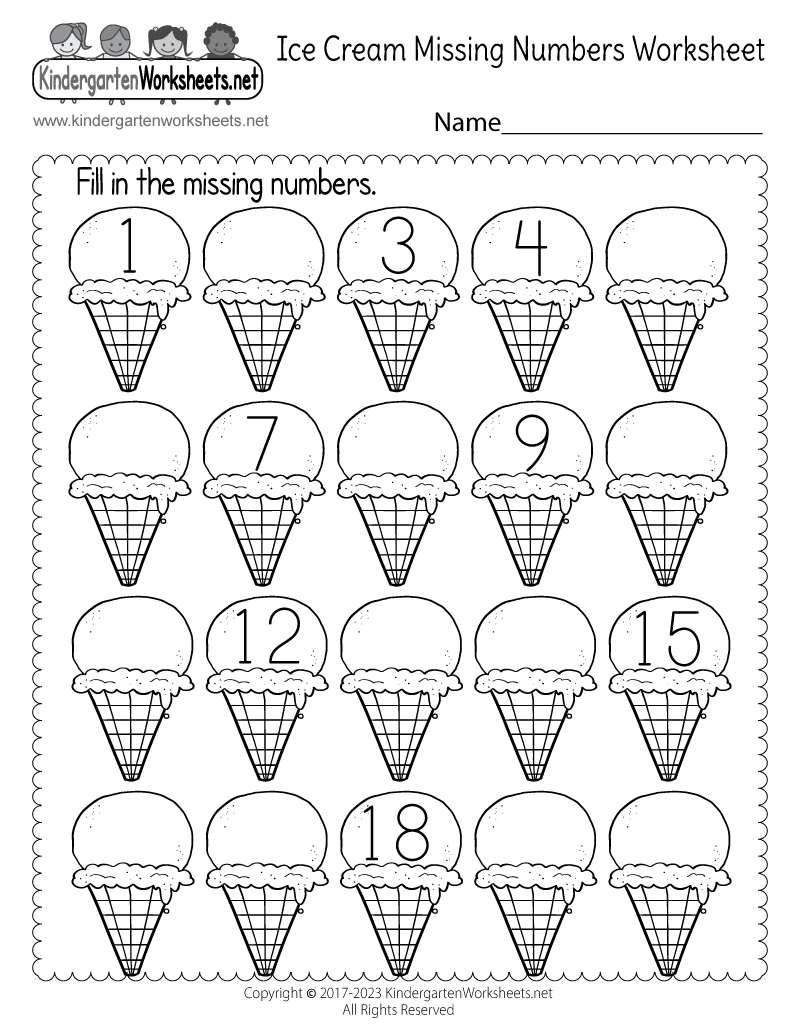Ice Cream Missing Numbers 1 20 Worksheet Free Printable Digital PDF