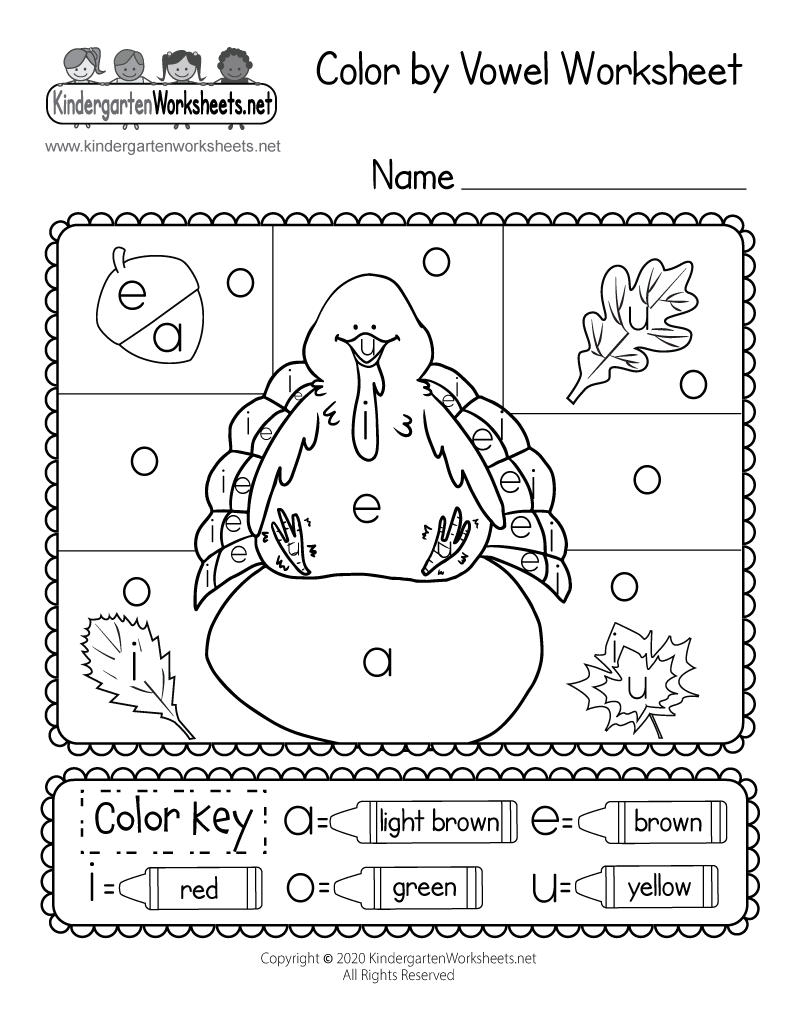 Free Printable Color By Vowel Worksheet