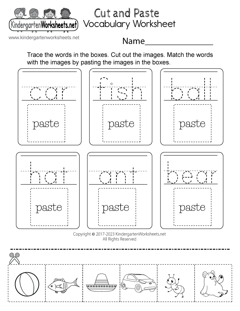 Free Printable Cut-and-Paste Vocabulary Worksheet