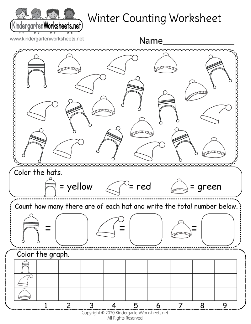 Kindergarten Winter Counting Worksheet Printable