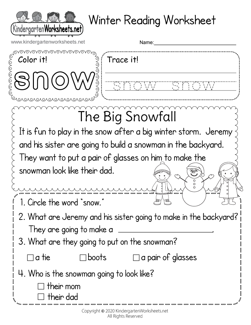 free kindergarten reading worksheets pdf