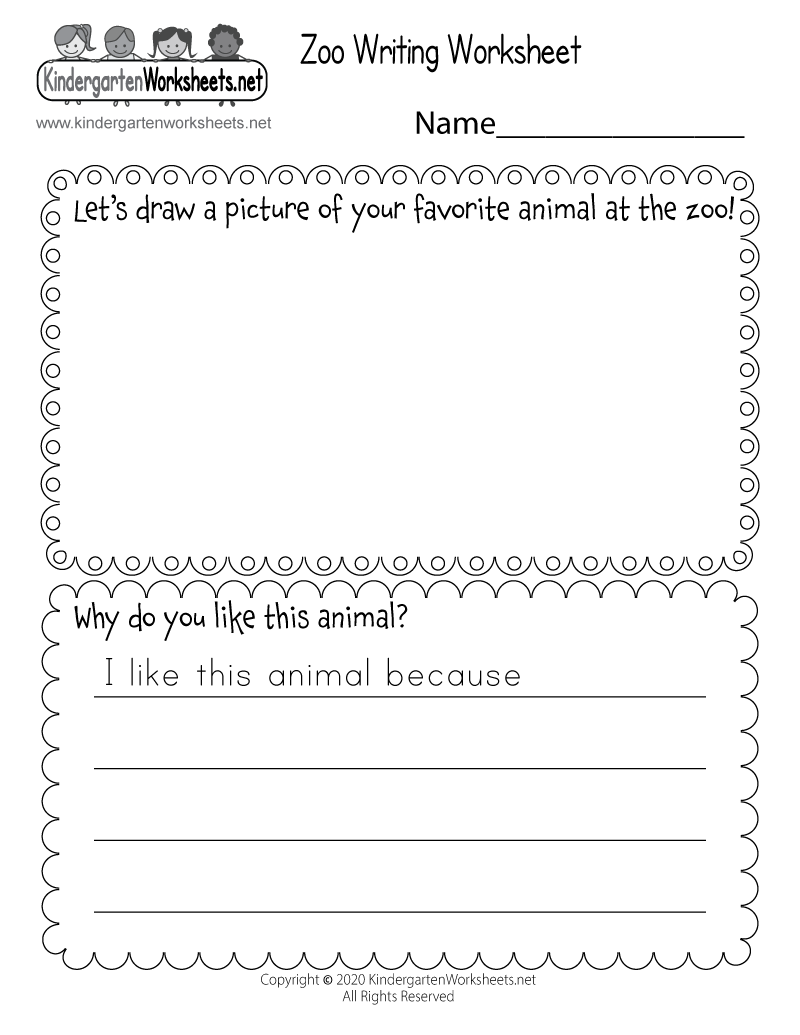 Kindergarten Zoo Writing Worksheet Printable