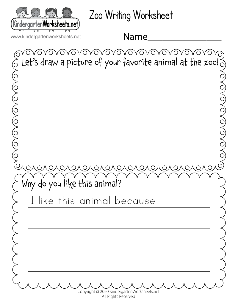 zoo writing worksheet for kindergarten free printable digital pdf